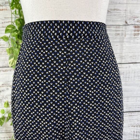 Talbots Skirt size 16 Pet Black Blue Polka Dots Slinky Above Knee Flared Stretch - Picture 6 of 13